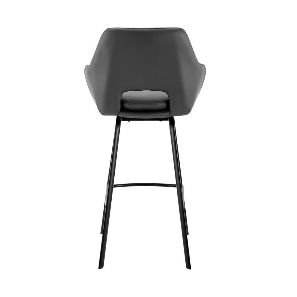 Gray Faux Leather and Black Metal Swivel Counter Stool