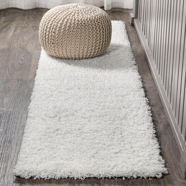 Mercer Shag Plush White 2 ft. x 8 ft. Runner Rug