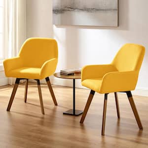 Kacy Yellow Fabric Swivel Accent Arm Chair (Set of 2)