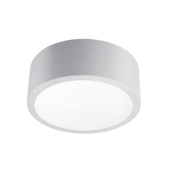 Globe Electric Edinburg 18-Watt Matte Gray LED Integrated Flush Mount Ceiling Light with Frosted Glass Shade