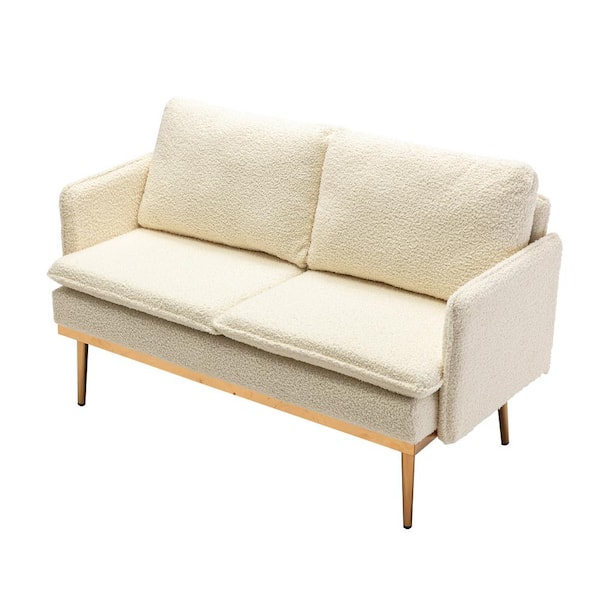 Tatahance 56 in. W Straight Arm Polyester Modern Straight 2-Seat Sofa in White