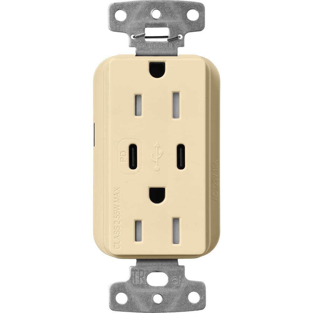Claro 15 Amp Tamper Resistant USB Type C Duplex Receptacle, Decorator Style Outlet, Gloss Finish, CAR-15-CCTR-IV, Ivory price history on PriceWatchPro