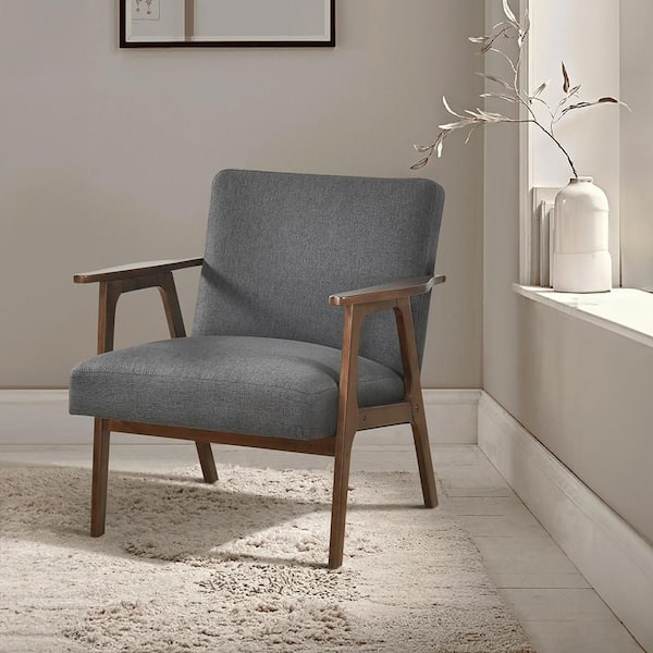 Lewiston Dark Gray Textured Fabric Upholstery Accent Arm Chair