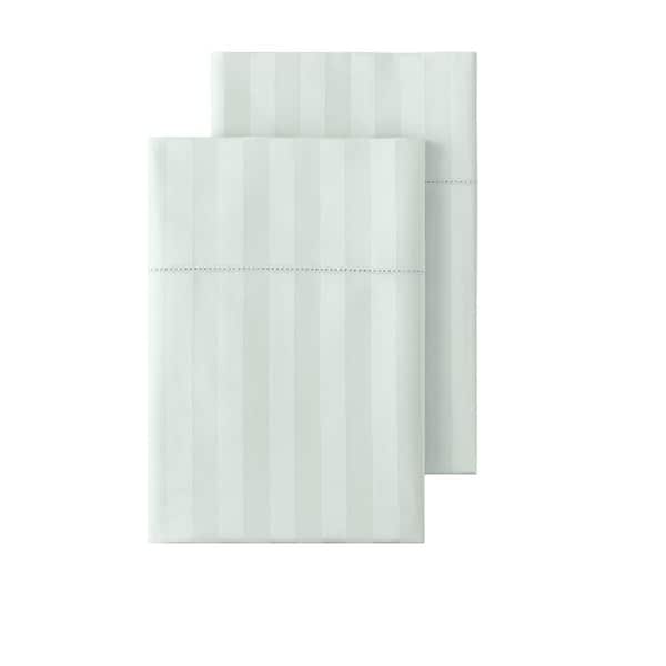 Home Decorators Collection 500 Thread Count Egyptian Cotton Sateen Sea Breeze Green Damask Standard Pillowcase (Set of 2)