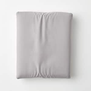 Company Cotton Gray Smoke Solid 300-Thread Count Cotton Percale King Fitted Sheet
