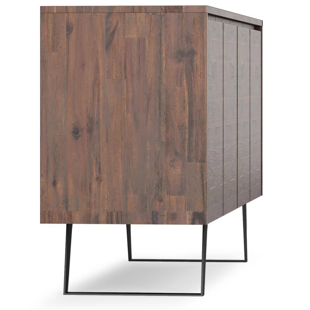 Lowry 66'' Distressed Charcoal Solid Acacia & Metal Sideboard