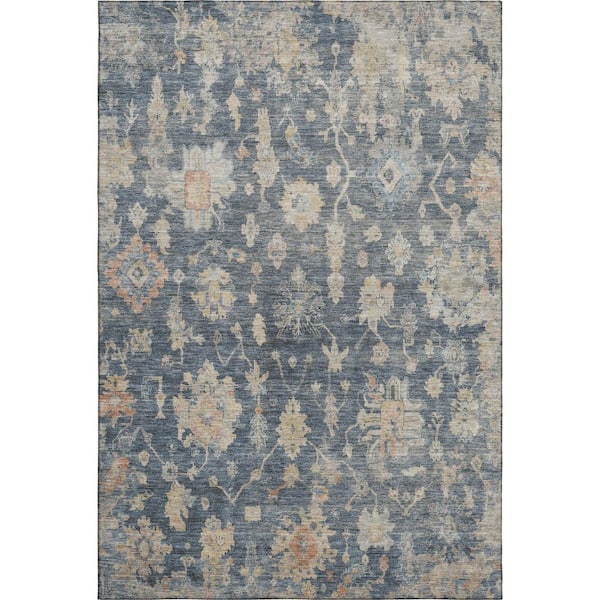 Mayfield Premium Machine Washable Abstract AMF2355 Navy 9 ft. x 12 ft. Area Rug