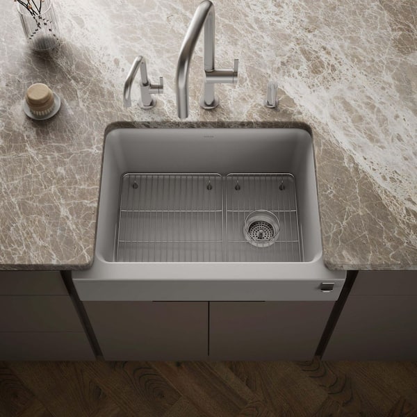 Cairn Matte Grey Solid Surface 29.75 in. Single Bowl Undermount Kitchen Sink