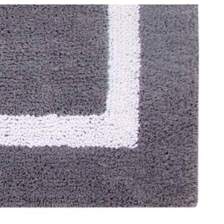 Gray and White Cotton Reversible Bath Mat Rug