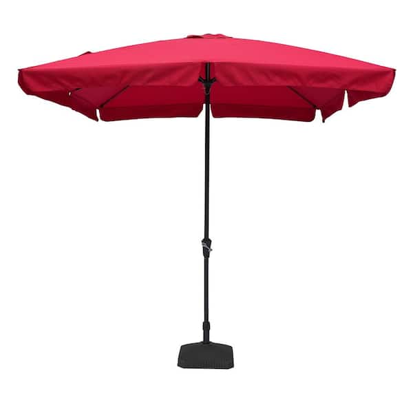 Mondawe 10 ft. x 8 ft. Rectangle Red Market Patio Umbrella with Square Umbrella Base