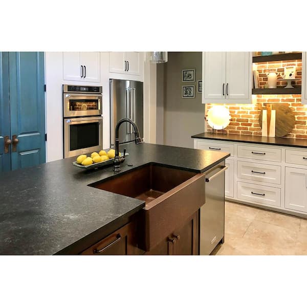 Premier Copper Products Undermount Hammered Copper 33 in. 0-Hole