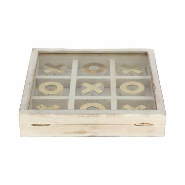 Liv & Skye White 8 in. x 8 in. Wood Tic Tac Toe Game Set with