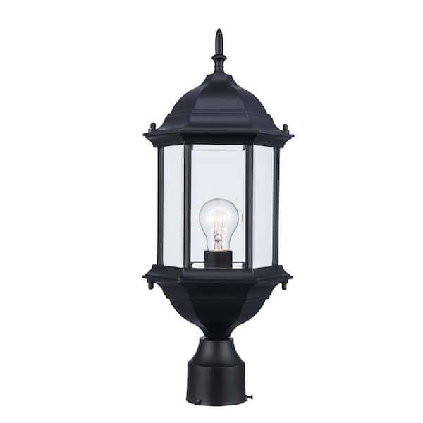 Bel Air Lighting Josephine 1-Light Black Outdoor Lamp Post Light Fixture with Clear Glass