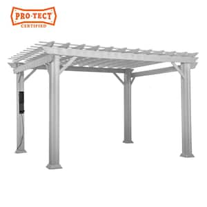 Hawthorne 12 ft. x 10 ft. White Steel Traditional Pergola with Sail Shade Soft Canopy