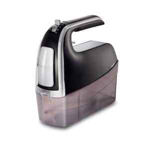6-Speed Black Hand Mixer with Snap-On Case
