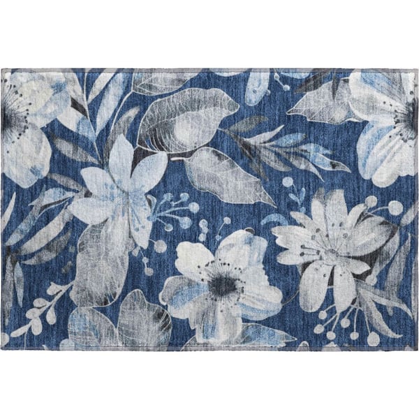 Mayfield Premium Machine Washable Abstract AMF2260 Navy 2 ft. x 3 ft. Accent Rug