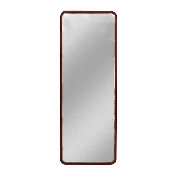 Unbranded 22 in. W x 65 in. H Rectangle Round Corners Brown Frame Mid-Century Full Length Mirror