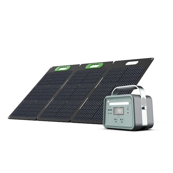 Solid-State Solar Battery Generator 330W (241Wh) Push-Button Start with 100W Portable Solar Panel, for Home, Camping