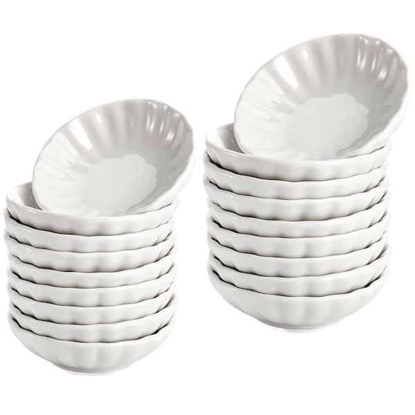 20-Pack 1 oz. Ceramic Mini Pinch Bowl Porcelain Daisy Design Dipping Dish for Condiment, Appetizer, Side Dishes
