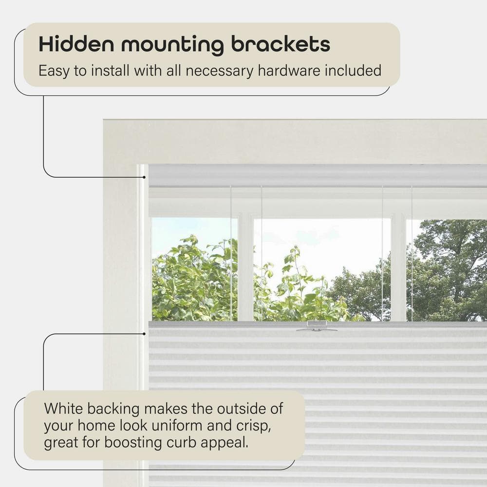 White Cordless Top-Down Bottom-Up Cellular Fabric Window Shade 27" x 64"