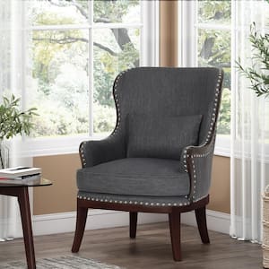 Lewiston Charcoal and Dark Brown Upholstered Accent Chair