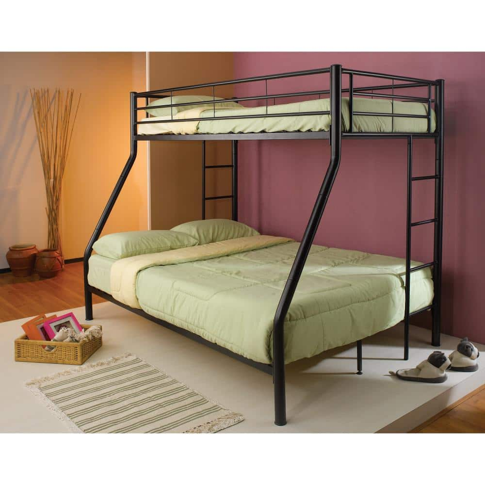 Benjara Black Full Adjustable Bunk Bed With Guardrails BM182835 - The ...