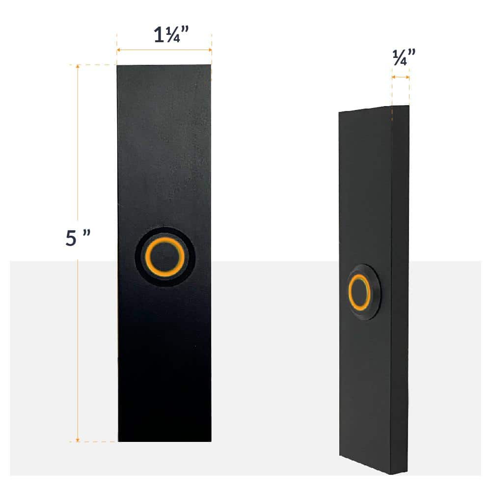 Black Rectangular LED Lighted Wired Metal Doorbell Button