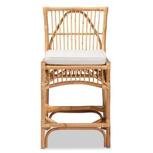 Rose 39 in. Natural Low Back Rattan Counter Height Bar Stool