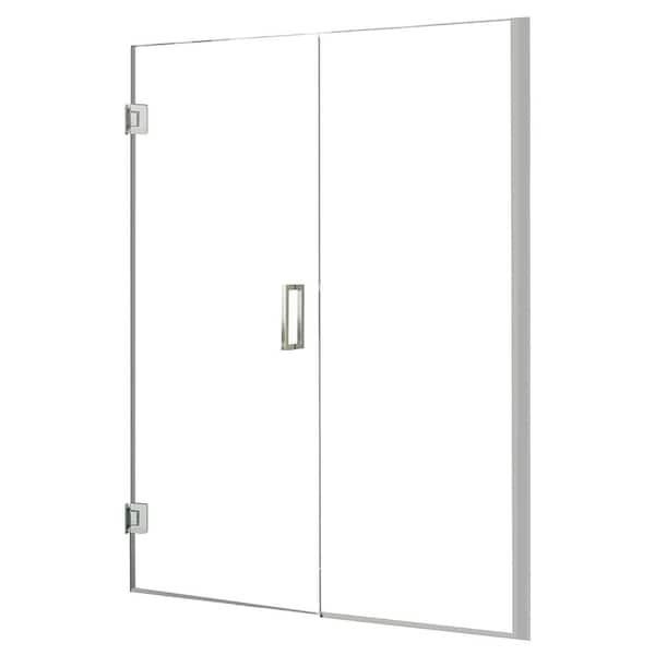 CRAFT + MAIN Marina 48 in. W x 74 in. H Pivot Door and Panel Semi Frameless Shower Door in Silver