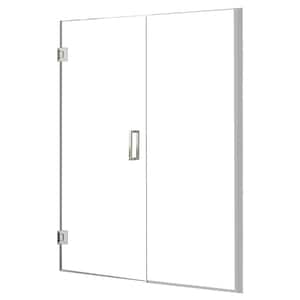 Marina 60 in. W x 74 in. H Pivot Door and Panel Semi Frameless Shower Door in Silver