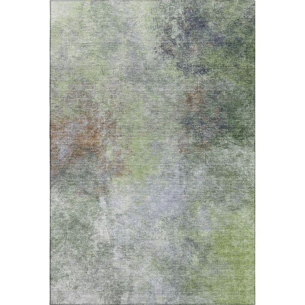 Mayfield Premium Machine Washable Abstract AMF1999 Fern 3 ft. x 4 ft. Area Rug
