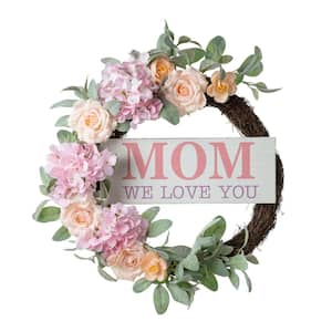 22 in. H Mother's Day Floral Wreath Indoor Wall Decor