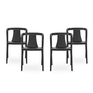 Orchid Black Stackable Plastic Outdoor Patio Dining Chair (4-Pack)