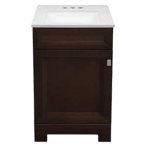 Sedgewood 18-1/2 in. Configurable Bath Vanity in Dark Cognac with Solid Surface Top in Arctic with White Sink