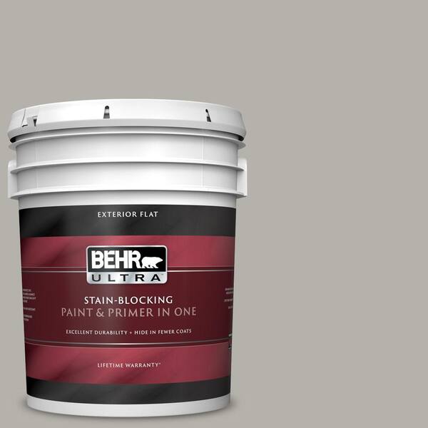 BEHR ULTRA 5 gal. #UL200-7 Silver Tinsel Flat Exterior Paint and Primer in One