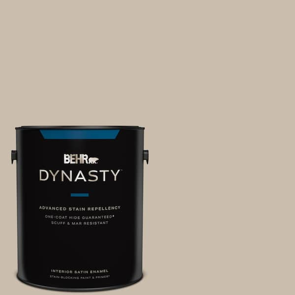 BEHR DYNASTY 1 gal. #PPU5-13 Creamy Mushroom One-Coat Hide Satin Enamel Interior Stain-Blocking Paint and Primer