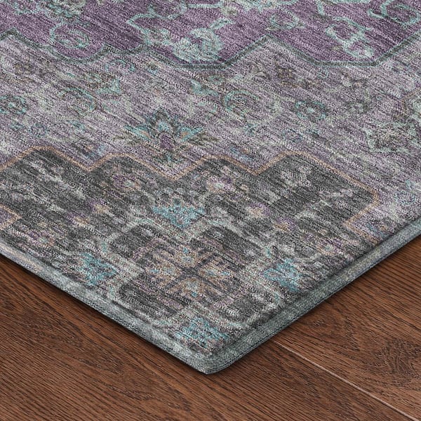 Mayfield Premium Machine Washable Abstract AMF2486 Purple 2 ft. x 3 ft. Accent Rug