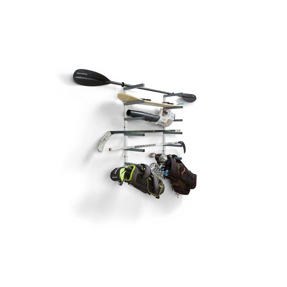 6-Level Gray and White Wall Mounted Lumber Storage Rack