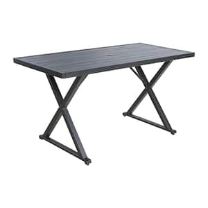 Grayson Brown Rectangular Steel Outdoor Patio Dining Table 