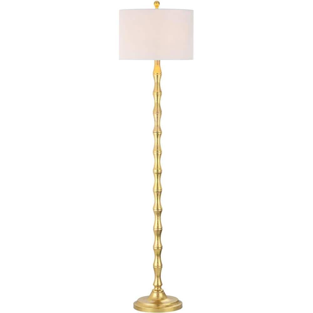 Aurelia Antique Gold Adjustable Floor Lamp with Off-White Shade