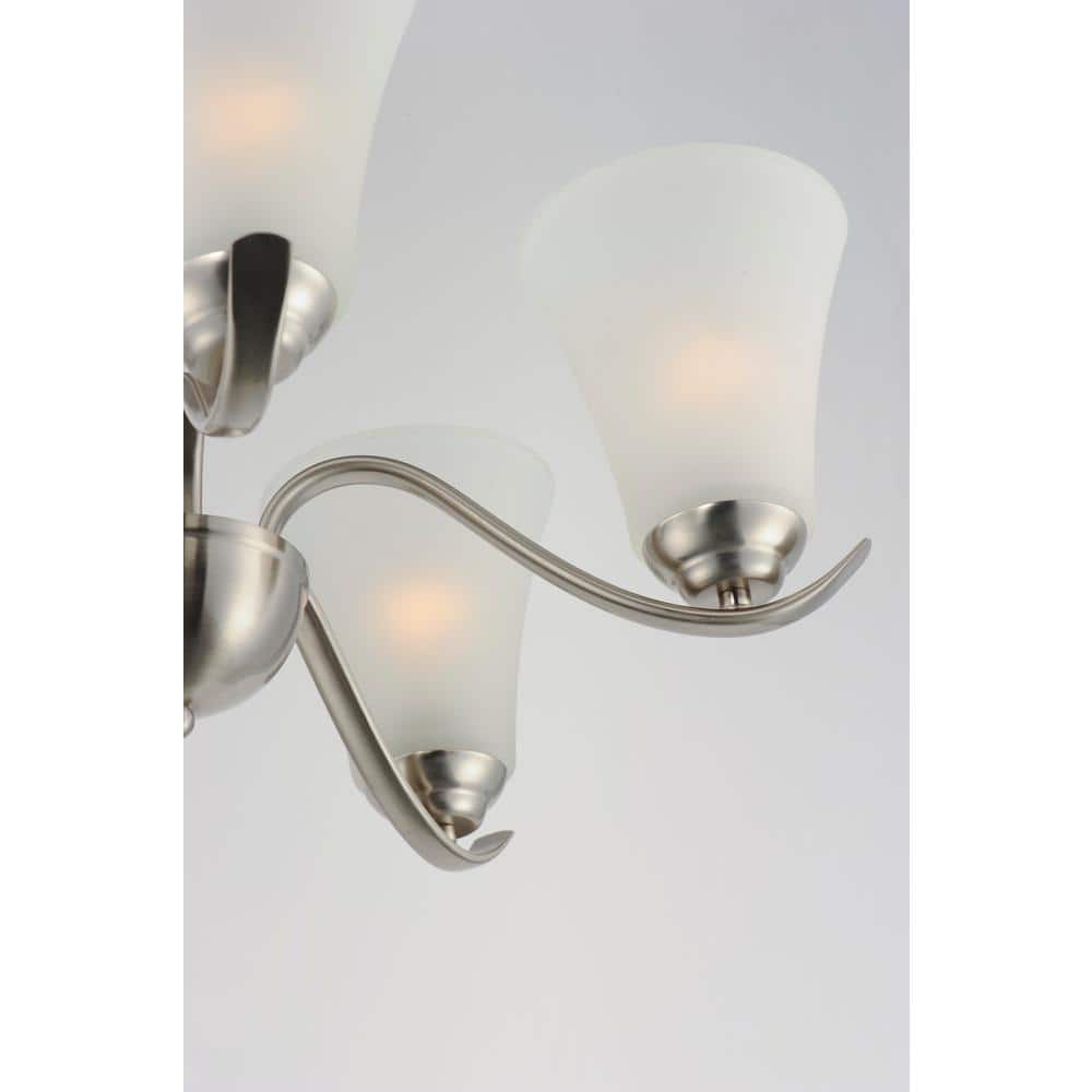 Satin Nickel Frosted Glass 5-Light Chandelier