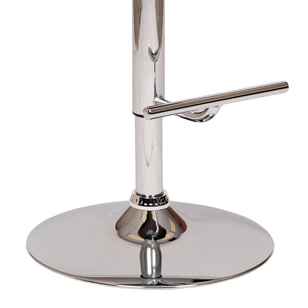 Cream Faux Leather Adjustable Swivel Barstool with Walnut Wood