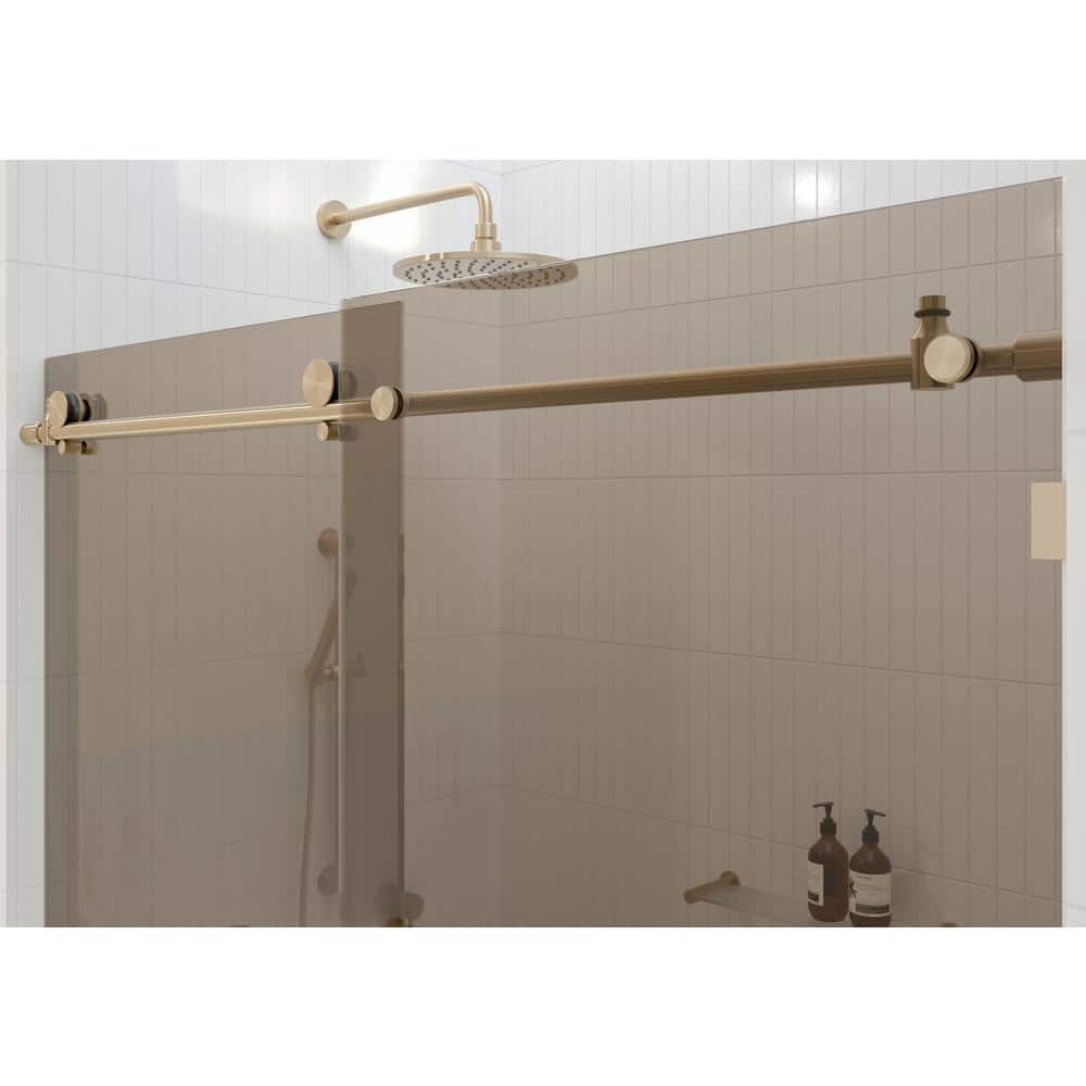 Equinox Bronze Frameless Sliding Bathtub Door with Tempered Glass