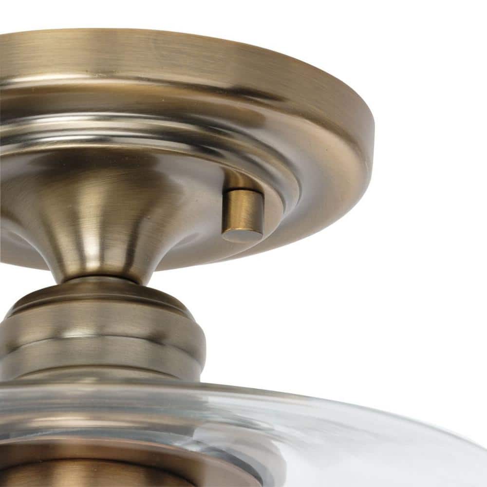 Vintage Brass Glass Indoor/Outdoor Flush Mount Light