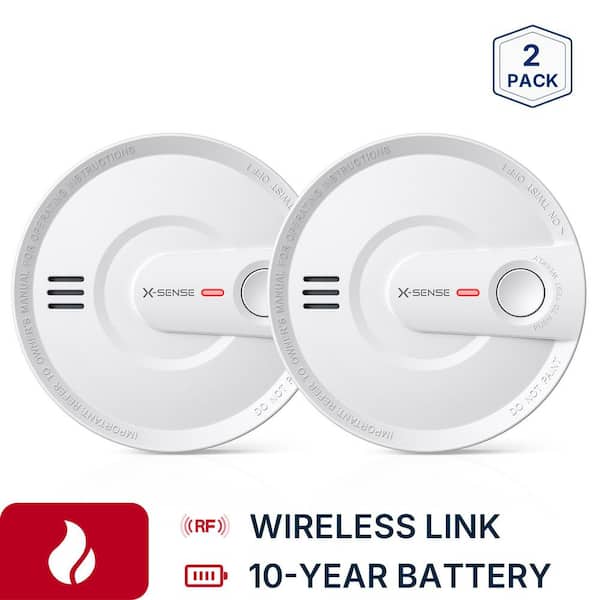 10-Year Battery Wireless Interconnected Smoke Detector with Photoelectric Sensor and LED Warning Light 2 Pack SD20-W