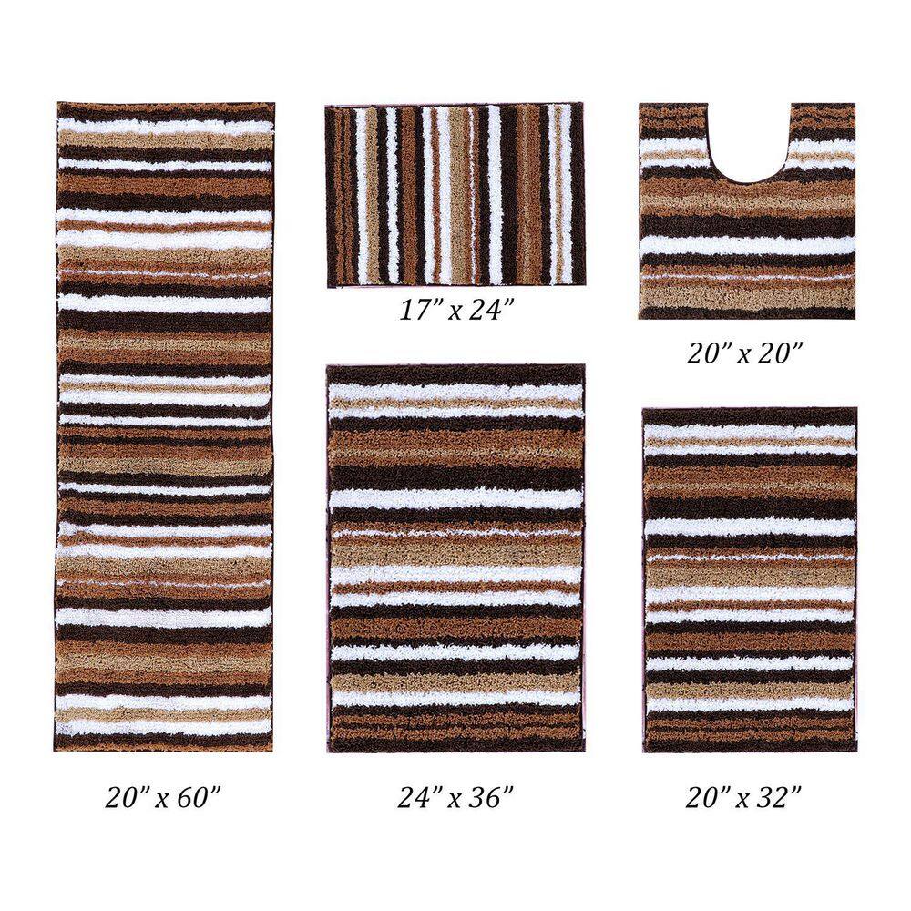 Griffie Brown and White Polyester Tufted Bath Rug Set