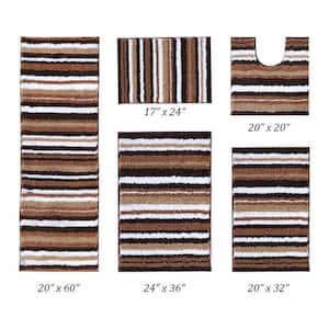 Griffie Collection Brown Polyester 5-Piece Bath Rug Set