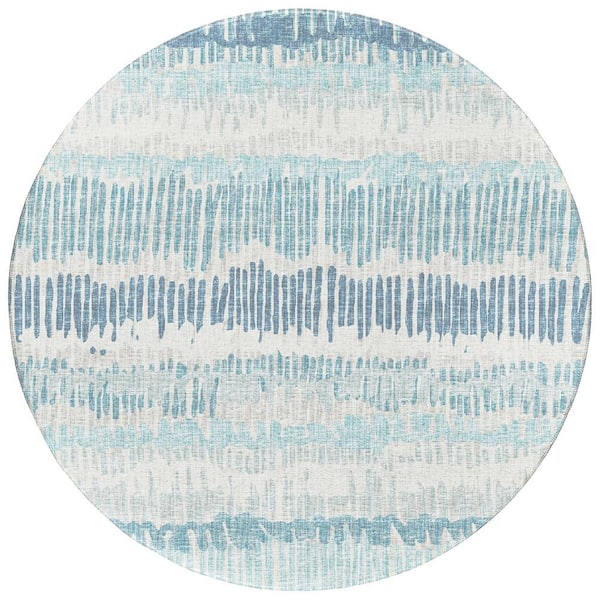 Addison Rugs Rylee Blue 8 ft. x 8 ft. Geometric Indoor/Outdoor Area Rug