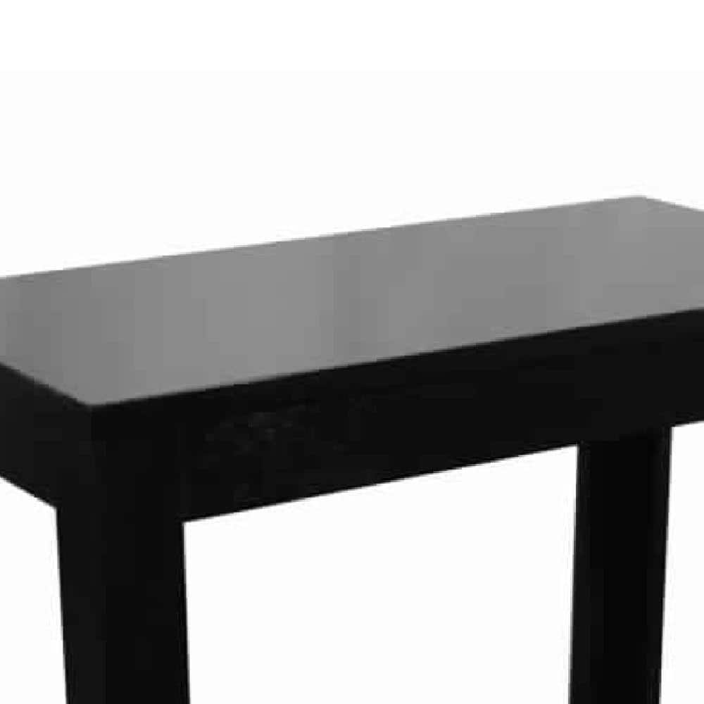 Black Wooden Chairside Table with Bottom Shelf