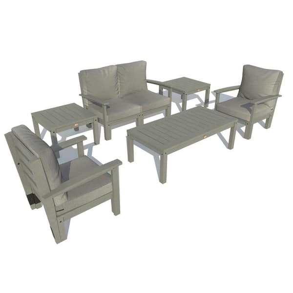 Highwood 6-Piece Plastic Outdoor Loveseat, Set of Chairs, Conversation Bespoke Deep Seating and 2 Side Tables with Cushions